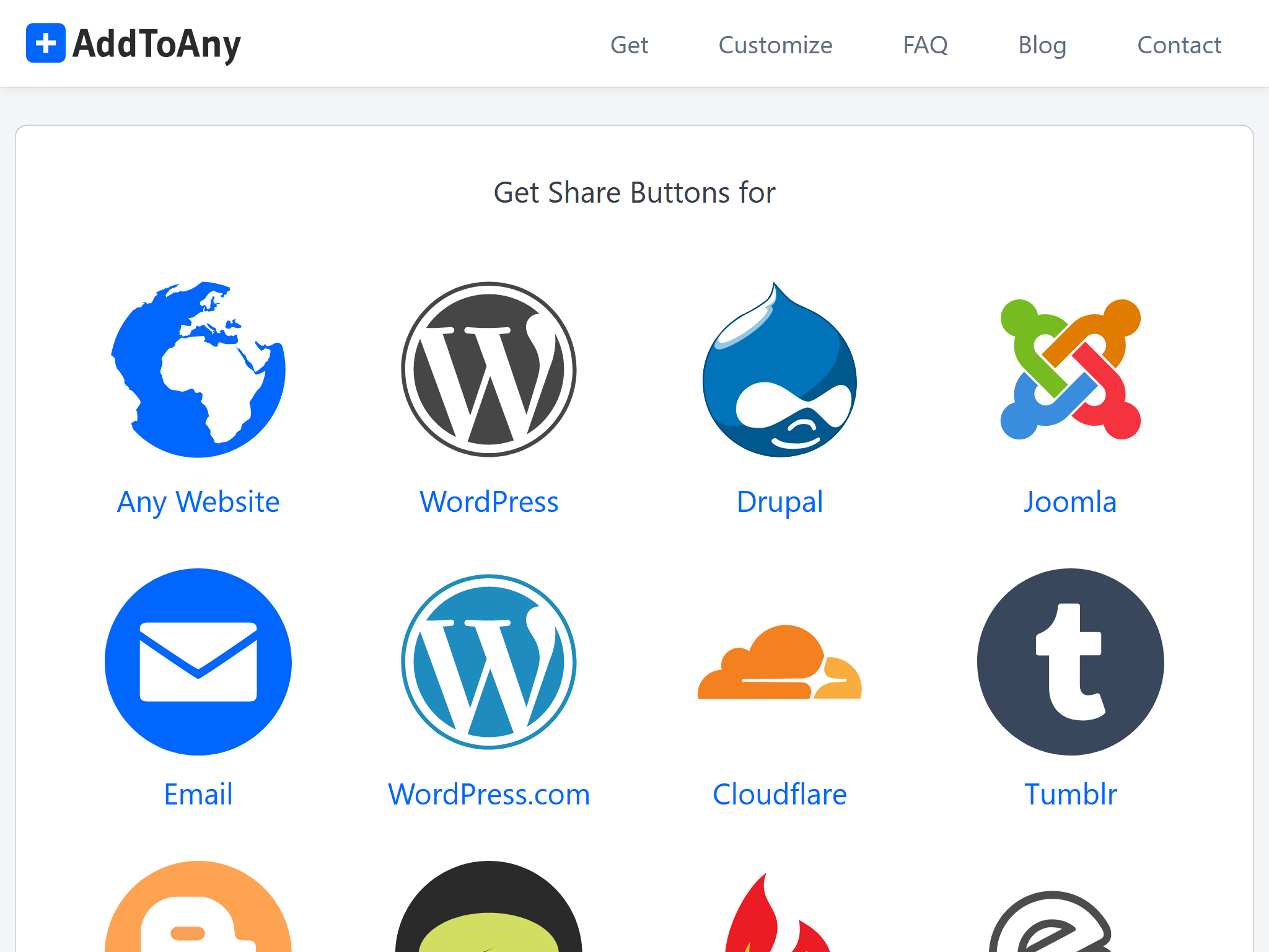 Select Platform - AddToAny