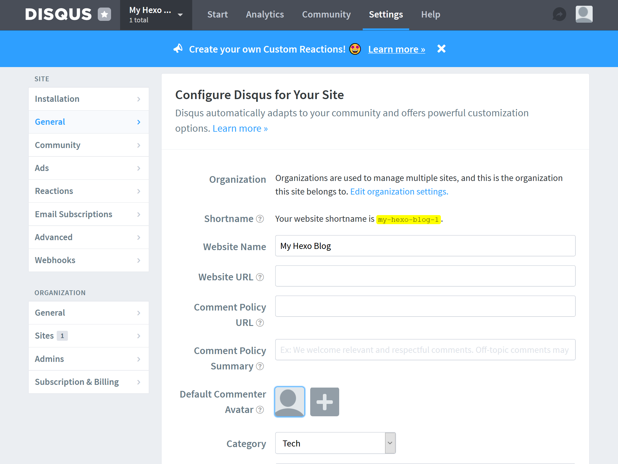 Configure Disqus - Disqus